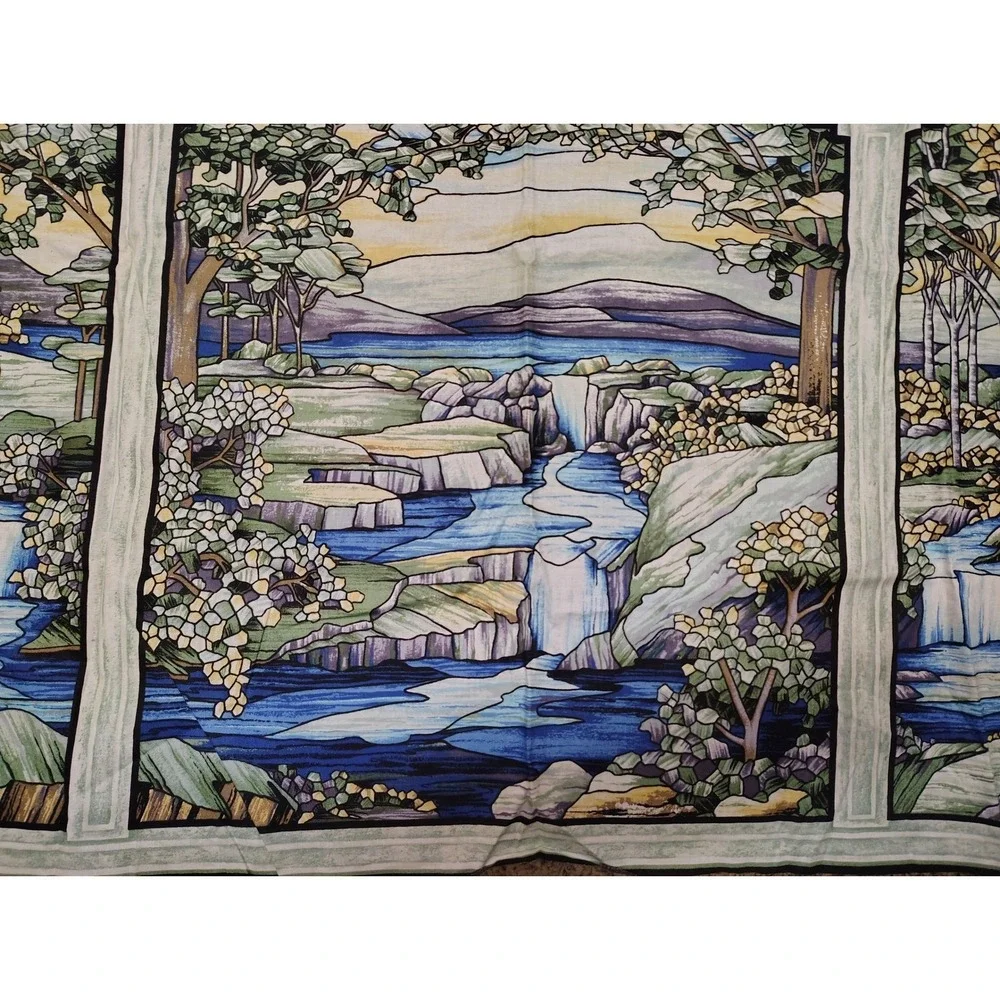 Serenity Prayer Fabric Panel • Waterfall Landscape • Cottagecore‎ • Raw Edge